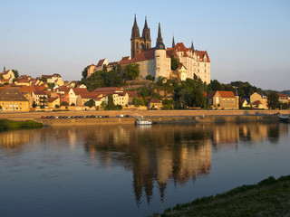 View to Meissen Albrechtsburg Castle in Twilight